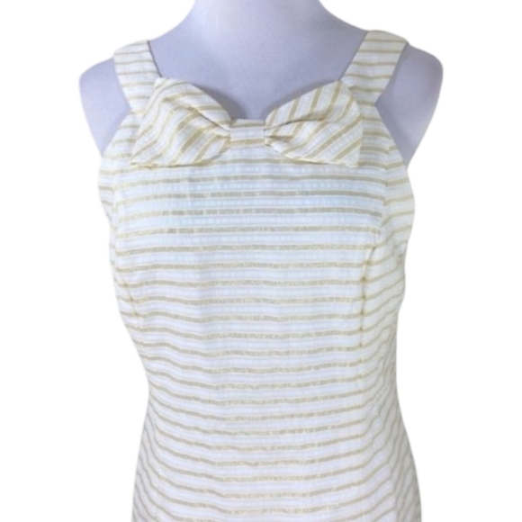 Lilly Pulitzer Henley Dress NWT Size 6 White Gold Metallic Stripes Bow - Picture 10 of 14